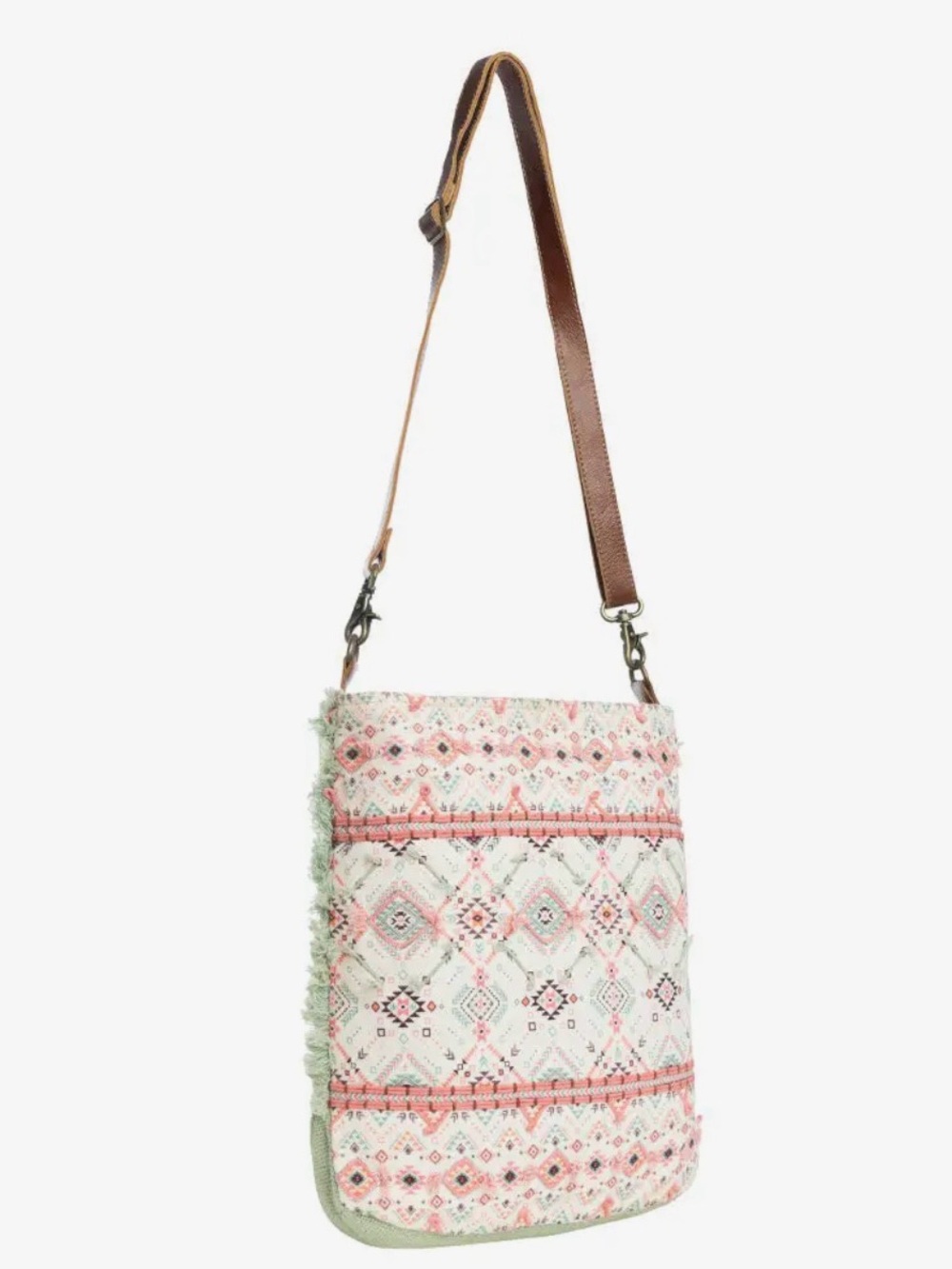Myra Stylish Pink & Cream Woven Crossbody Bag